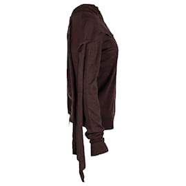 Hermès-Hermès Draped Long-Sleeve Knit Top in Brown Wool-Brown