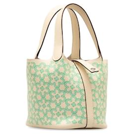 Hermès-Sac à main Hermes Picotin Lock Micro 14 Lucky Daisy Swift en très bon état-Beige