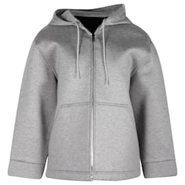 Prada-Prada Zip-Front Hoodie in Grey Cotton-Grey