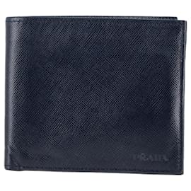 Prada-Prada Bi-Fold Wallet in Navy Blue Saffiano Leather-Navy blue
