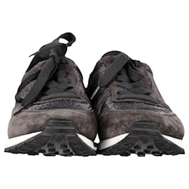 Tod's-Tod's Gommino Detail Low-Top Sneakers in Grey Suede-Grey