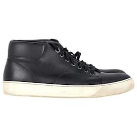 Lanvin-Lanvin Mid-Top Sneakers in Black Leather-Black