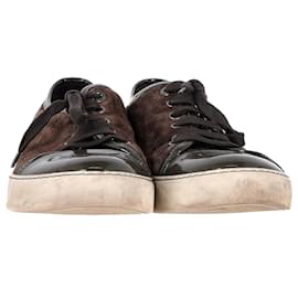 Lanvin-Baskets de tennis classiques Lanvin en daim marron-Marron