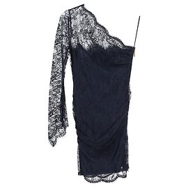 Emilio Pucci einschultriges Spitzen-Minikleid aus marineblauem Polyester Marineblau