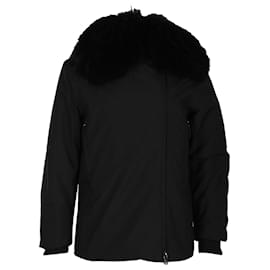 Prada-Prada Racoon Fur Collar Jacket in Black Polyester-Black