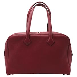 Hermès-Hermès Victoria II 35 Boston Bag in Fuchsia Pink Leather-Pink