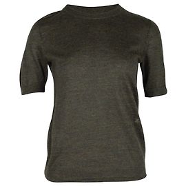 Céline T-shirt en maille à manches courtes Celine en acrylique et laine verte Vert