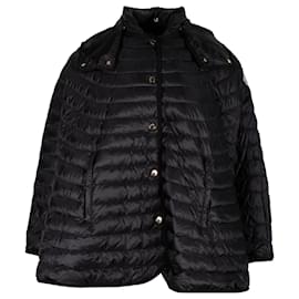 Moncler-Jaqueta Moncler Chinchard Poncho-Style Puffer em nylon preto-Preto