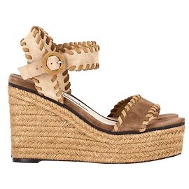 Jimmy Choo, Abigail 100Sandales compensées espadrilles mm en daim marron et beige Marron Beige