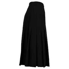 Chanel-Jupe trapèze plissée Chanel en soie noire-Noir