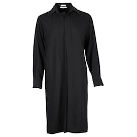 Hermès-Vestido camisero Hermes de lana negra-Negro