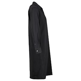 Hermès-Robe chemise Hermes en laine noire-Noir