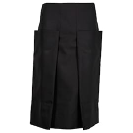 Céline-Celine Pleated Skirt in Black Wool-Black