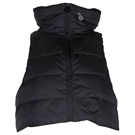 Chanel-Chanel Quilted Cropped Puffer Vest in Navy Blue Nylon-Navy blue