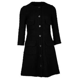 Chanel-Abrigo Chanel con botones y manga corta en lana negra-Negro