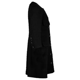 Chanel-Abrigo Chanel con botones y manga corta en lana negra-Negro