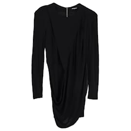 Balmain-Balmain Draped Mini Dress in Black Viscose-Black