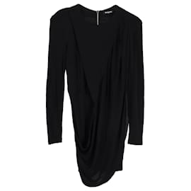 Balmain-Minivestido drapeado Balmain em viscose preta-Preto