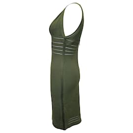 Herve Leger-Herve Leger Mesh pannello senza maniche vestito dalla fasciatura in rayon verde-Verde,Verde oliva