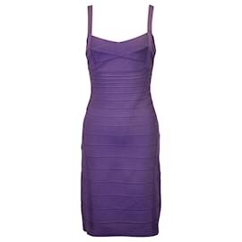 Herve Leger-Herve Leger Sleeveless Bandage Dress in Purple Rayon-Purple