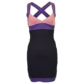 Herve Leger-Herve Leger Cross-Back-Bandage-Kleid aus mehrfarbiger Viskose-Mehrfarben