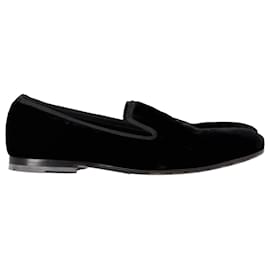 Alexander Mcqueen-Alexander McQueen Loafer mit Totenkopfstickerei aus schwarzem Samt -Schwarz