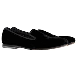 Alexander Mcqueen-Alexander McQueen Loafer mit Totenkopfstickerei aus schwarzem Samt -Schwarz