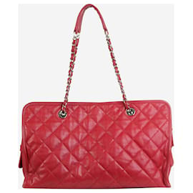 Chanel-RED 2012-2013 sac porté épaule à chaîne matelassé caviar-Rouge