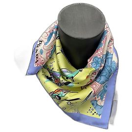 Sciarpa Prada Saloon Country in seta blu Blu