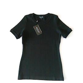 Gucci-GUCCI T-SHIRT AUS RIPPENBAUMWOLLE.-Schwarz