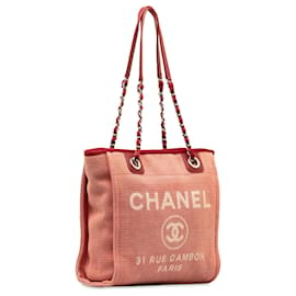 Chanel-Borsa Chanel Deauville in tela rosa mini-Rosa