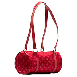 Louis Vuitton-Louis Vuitton Mini Papillon en satin monogramme rouge-Rouge