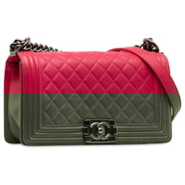 Chanel-Chanel Pink Old Medium Quilted Lambskin Boy Flap-Pink