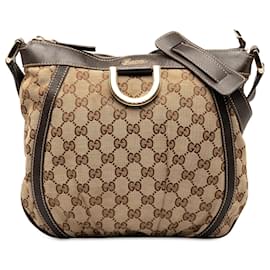 Gucci-Gucci Brown GG Canvas Abbey D-Ring Bandolera-Castaño,Beige