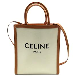 Céline-Bolso satchel Cabas vertical pequeño marrón Celine-Castaño,Beige