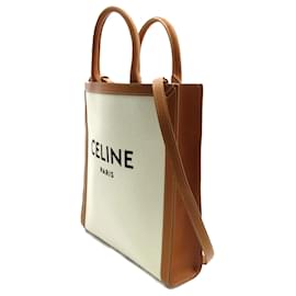 Céline-Bolso satchel Cabas vertical pequeño marrón Celine-Castaño,Beige