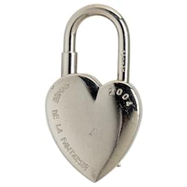 Hermès-Hermès Silver Annee De La Fantaisie Heart Cadena Lock Charm-Silvery