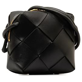 Bottega Veneta-Bolsa para câmera Bottega Veneta preta Mini Maxi Intrecciato cassete-Preto