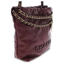 Chanel-Chanel Mini couro de bezerro vermelho 22 Sacola-Vermelho,Outro