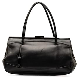 Gucci-Gucci Black Leather Frame Handbag-Black