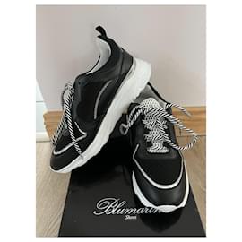 Blumarine-Sneakers in pelle Blumarine-Nero,Bianco