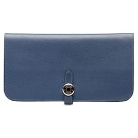 Hermès-Hermes Evercolor Dogon Wallet Lange Brieftasche aus Leder in gutem Zustand-Andere