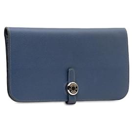 Hermès-Hermes Evercolor Dogon Wallet Lange Brieftasche aus Leder in gutem Zustand-Andere