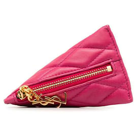 Yves Saint Laurent-Porte-monnaie en cuir Yves Saint Laurent 669925 en très bon état-Rose