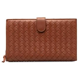 Bottega Veneta-Bottega Veneta Intrecciato Leather Bifold Long Wallet Long Wallet Leather in Good condition-Other
