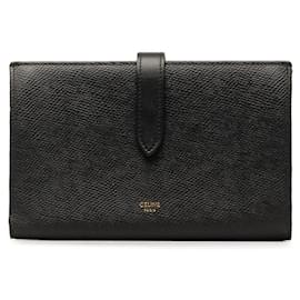 Céline-Portefeuille Celine à grande sangle en cuir noir en très bon état-Noir