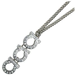 Collana in metallo argento con strass Salvatore Ferragamo Argento