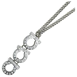 Salvatore Ferragamo-Collier en métal avec strass Salvatore Ferragamo en très bon état-Argenté