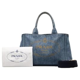 Prada-Prada Canapa Logo Denim Handtasche Handtasche Denim 1BG439 in guter Kondition-Andere