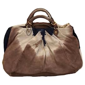 Miu Miu-Tie-Dye Wildleder Tote Bag-Cognac